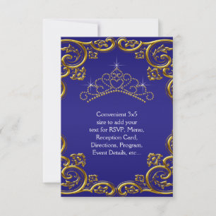 Navy Blue Gold Tiara UAWG All Purpose RSVP Karte