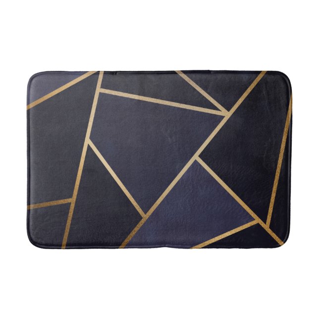 Navy Blue Gold Triangle Geometric Elegany Class Badematte (Vorderseite)