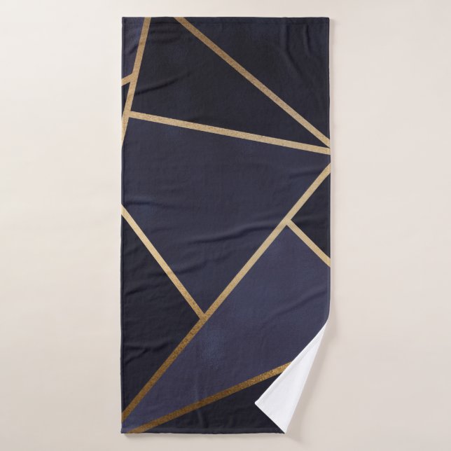 Navy Blue Gold Triangle Geometric Elegany Class Badhandtuch Set (Badehandtuch)