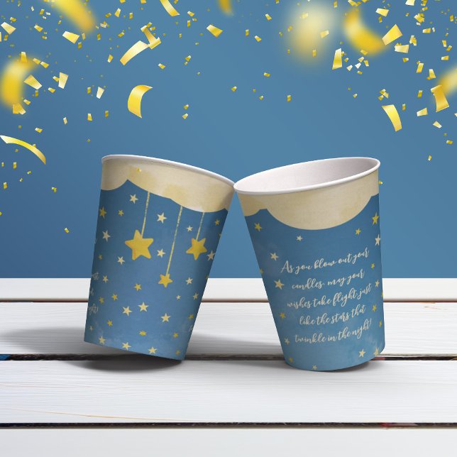 Navy Blue Gold Twinkle Little Star Paper Cup Pappbecher (Von Creator hochgeladen)