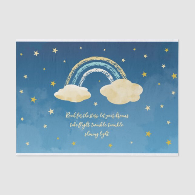 Navy Blue Gold Twinkle Little Star Seidenpapier (Vorderseite)
