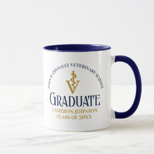 Navy Blue Gold Veterinary School Abschluss Custom Tasse