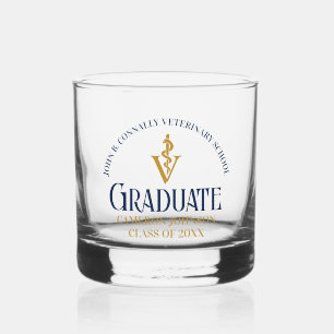 Navy Blue Gold Veterinary School Abschluss Custom Whiskyglas