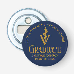 Navy Blue Gold Veterinary School Graduation Party Flaschenöffner