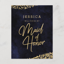 Navy Blue & Gold werden Sie meine Trauzeugin sein Einladung