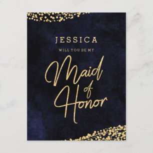 Navy Blue & Gold werden Sie meine Trauzeugin sein Einladung