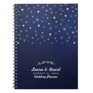 Navy Blue Gold & White Stars LIEBE Custom Wedding Notizblock