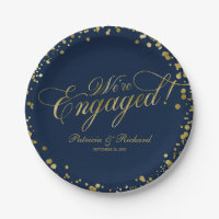 Navy Blue Gold Wir sind Verlobte Engagement Party