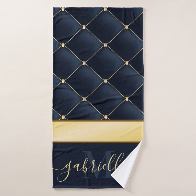Navy Blue Golden Badehandtuch (Badehandtuch)
