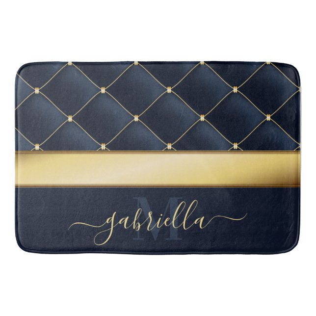 Navy Blue Golden Badematte (Vorderseite)