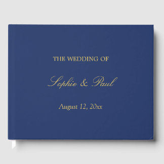 Navy Blue Golden Beige Wedge Guest Book Gästebuch