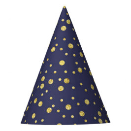 Navy Blue Golden Polka Dots Pattern Party Hats Partyhütchen