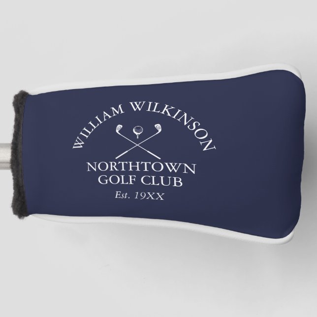 Navy Blue Golf Club und Name des Mitglieds Golf Headcover (Vorderseite)