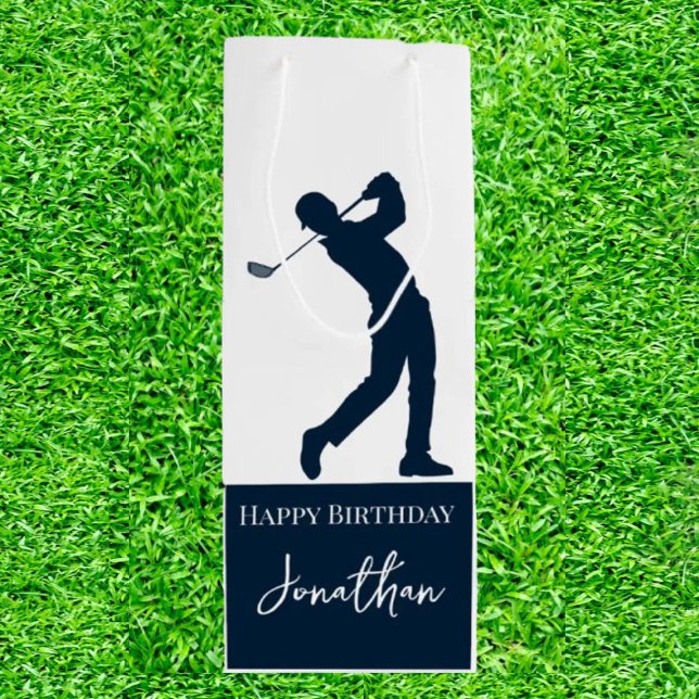 Navy Blue Golfer Party Geschenktüte Für Weinflaschen (Tee off: Gifts that Score Big for Dad!)