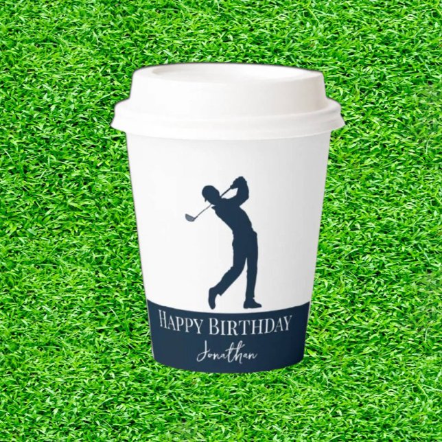 Navy Blue Golfer Partys Experience Pappbecher (Sip in Style: Elevate Every Tee!)