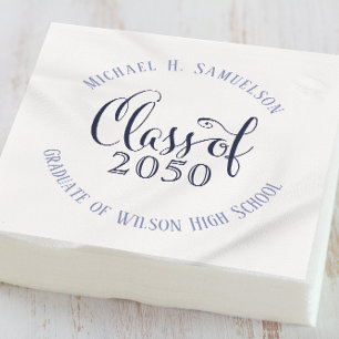 Navy Blue Graduation Party Custom Serviette