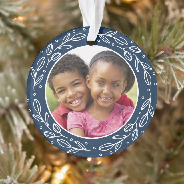 Navy Blue Grandeleltern Personalisiert Holiday Fot Ornament (Baum)
