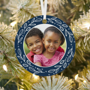 Navy Blue Grandeleltern Personalisiert Holiday Fot Ornament Aus Metall