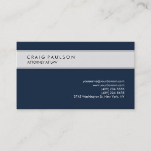 Navy Blue Gray Elegant Schlicht Beruflich Visitenkarte