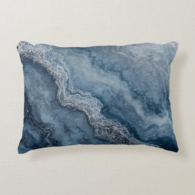 Navy Blue Gray Light Blue White Contemporary Dekokissen (Vorderseite)