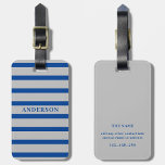 Navy Blue & Gray Rugby Streifen mit Individuelle N Gepäckanhänger<br><div class="desc">Ein männliches Muster für die Typ und Jungen in Ihrer Familie. Ein kühnes und modernes Design mit einem Bereich für maßgeschneiderten Text. Wenn Sie das Kunstwerk anpassen oder den Schriftart ändern möchten,  können Sie auf den Bereich anpassen klicken. Dies führt Sie zum Designwerkzeug,  mit dem Sie viele</div>