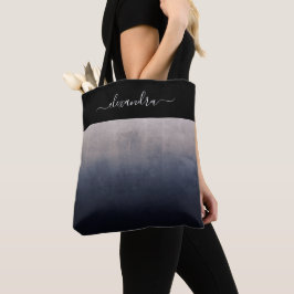 Navy Blue Gray rustic ombre chic personalisiert Tasche