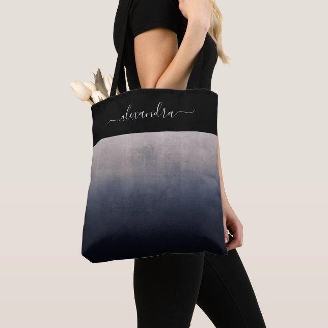 Navy Blue Gray rustic ombre chic personalisiert Tasche (Von Nahem)