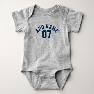 Navy Blue & Gray Sports Jersey Individuelle Name N Baby Strampler