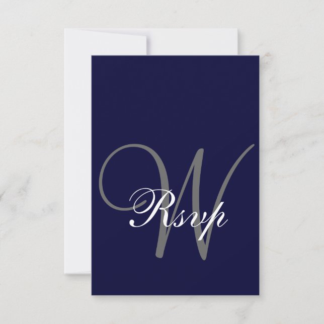 Navy Blue Gray Wedding RSVP Card (Vorderseite)