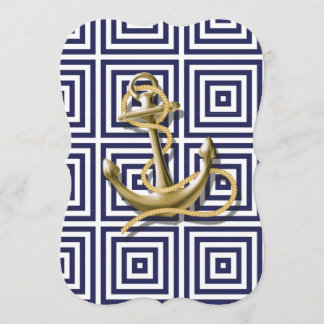 Navy Blue Greek Muster preppy nauchor Anchor Einladung