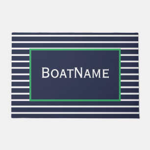 Navy Blue & Green Boat Name Doormat Fußmatte