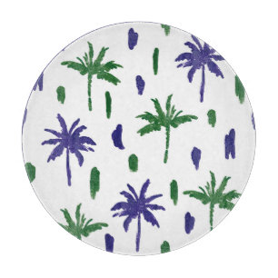 Navy Blue Green Palm Muster Schneidebrett