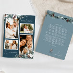Navy Blue Greenery Vintag Four Foto Collage Feiertagskarte<br><div class="desc">Willkommen in unserem bezaubernden Navy Blue Greenery Vintag Four Foto Collage Holiday Card Design, wo Vintager Charme und moderne Eleganz aufeinander treffen. Dieses Design besticht durch eine faszinierende Aquarellenpflanze und eine subtil elegante Kalligraphie mit einfacher Typografie, die das Wesen traditioneller Gemütlichkeit und rustikaler Hütte einnimmt. Mit einer Touch von Retro-Flair...</div>