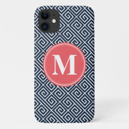 Navy Blue Griechisches Schlüsselmuster Watermelon  Case-Mate iPhone Hülle