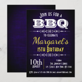 Navy Blue GRILLEN Birthday Party Einladung