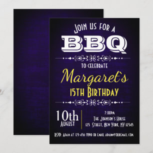 Navy Blue GRILLEN Birthday Party Einladung