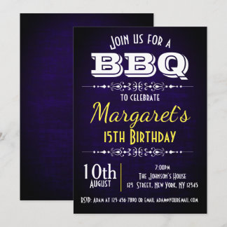 Navy Blue GRILLEN Birthday Party Einladung