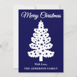 Navy Blue Handgeschriebenes Skript Weihnachtsbaum Feiertagskarte