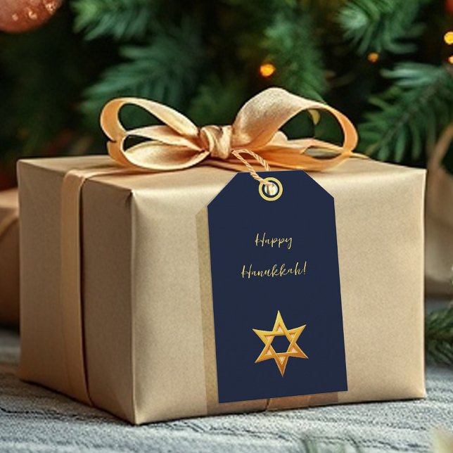 Navy Blue Hanukkah Golden David Star Geschenkanhänger (Von Creator hochgeladen)