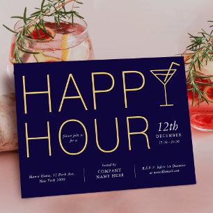 Navy Blue Happy Hour Client Wertschätzungsgeschäft Einladung
