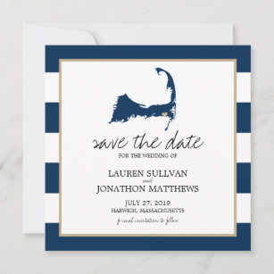 Navy Blue Harwich Cape Cod Map Save the Date