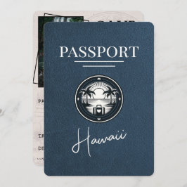 Navy Blue Hawaii Passport Save the Date