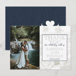 Navy Blue Hawaii Wedding Foto Vielen Dank Dankeskarte