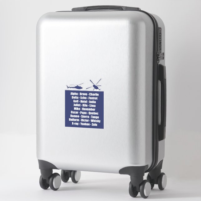 Navy Blue Helicopter Phonetic Alphabet Cool Aufkleber (Koffer)