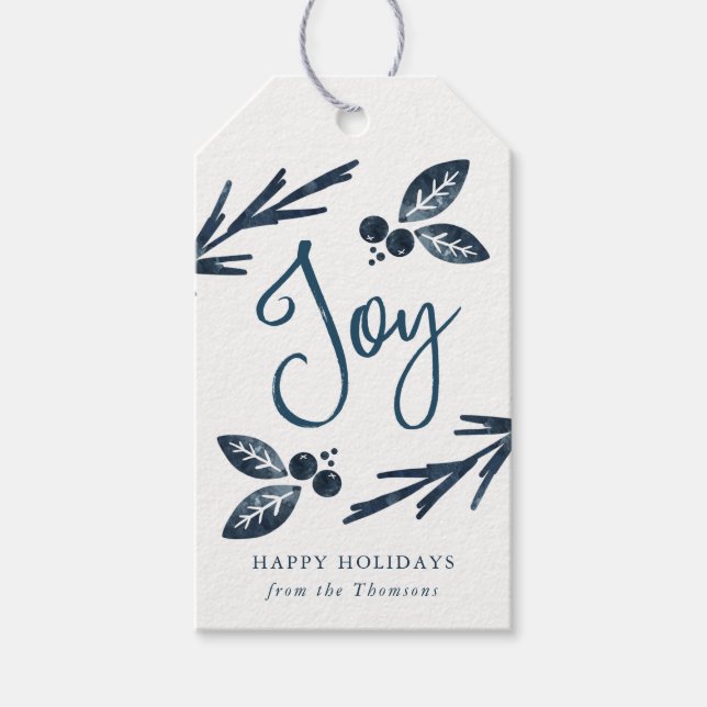 Navy Blue Holiday Joy, étiquettes cadeaux (Devant)
