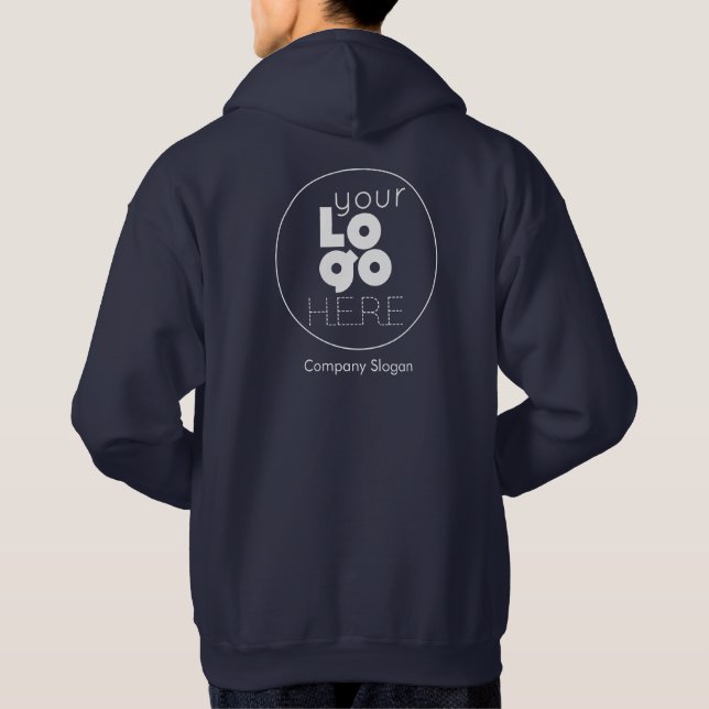 Navy Blue Hoodie +Ihr White Business Logo auf der  (Rückseite)