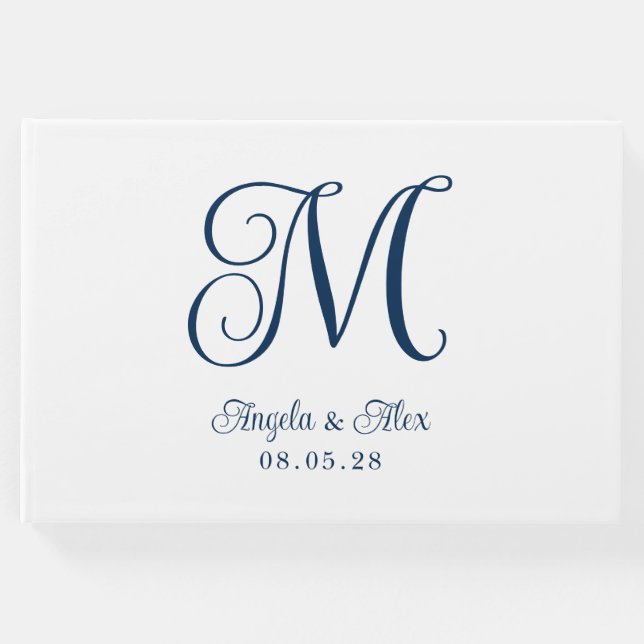 Navy Blue Hübsch Curly Wedgram Gästebuch (Vorderseite)