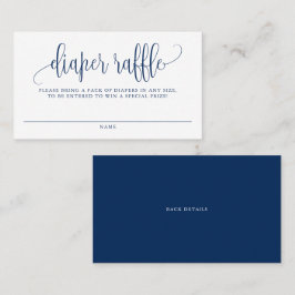 Navy Blue Hübsch Script Baby Duschschlupf Windeln Visitenkarte