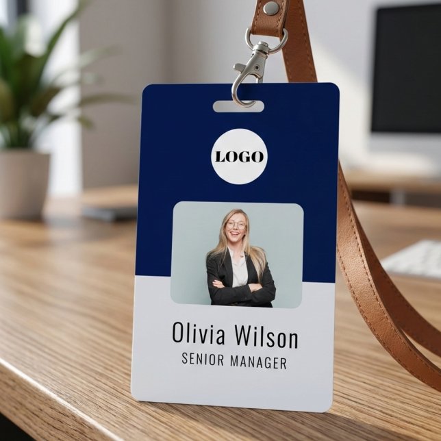 Navy Blue ID Card | Custom Logo Employee Photo Ausweis (Von Creator hochgeladen)