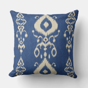 Navy Blue Ikat Accent Pillow Kissen